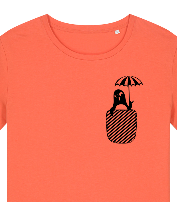 Preview: Pinguin Paul mit Schirm - Fair Wear Bio Frauen T-Shirt - Fiesta