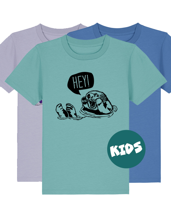 päfjes - Hey! Oskar Otter - Fair Wear T-Shirt - Heather Ice Blue