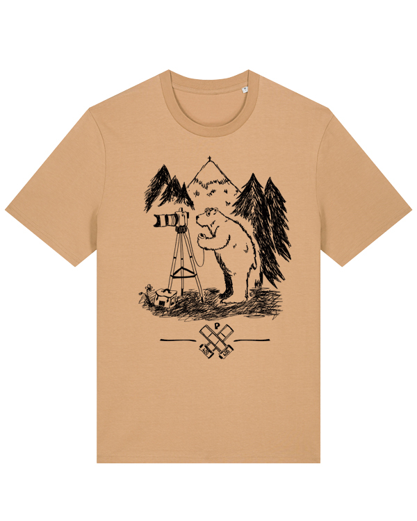 Foto T-Shirt | Fotokamera analogfotografie mit Bär | Unisex Männer Bio Shirt | päfjes