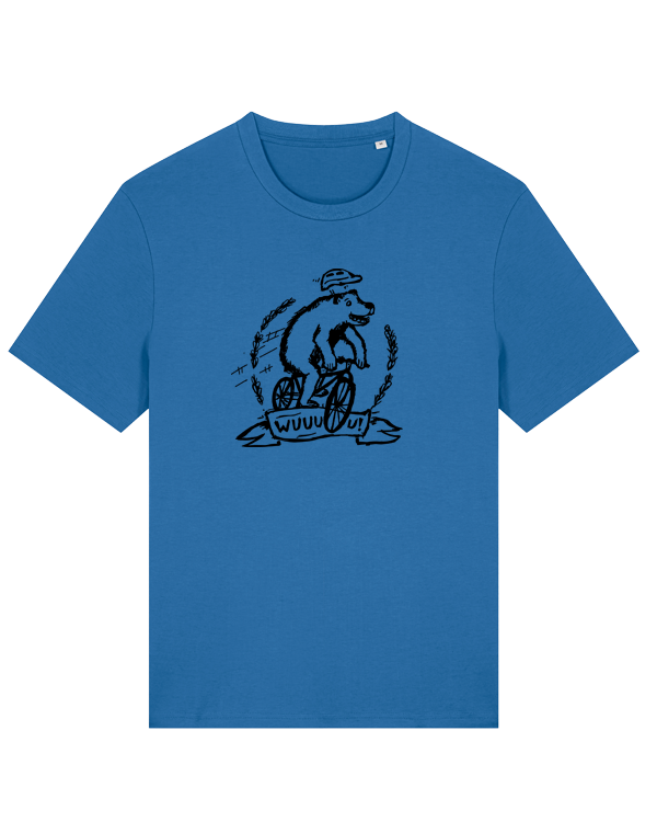 Preview: päfjes - Wuuuu der Bär fährt Rad / Fahrrad  - Fair Wear Männer Unisex Bio T-Shirt Siebdruck