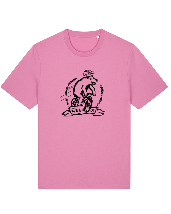 päfjes - Wuuuu der Bär fährt Rad / Fahrrad  - Fair Wear Männer Unisex Bio T-Shirt Siebdruck