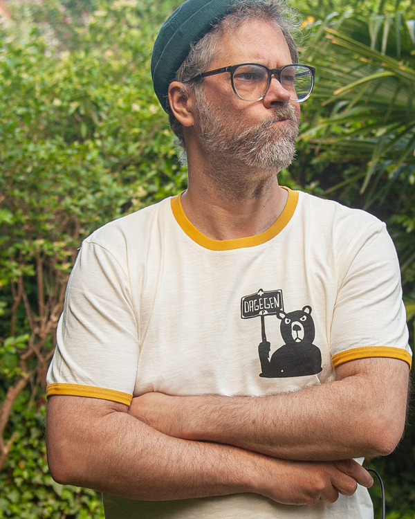 päfjes - Der Bär ist DAGEGEN! Du auch?  - Fair Wear Männer Unisex Bio T-Shirt Siebdruck