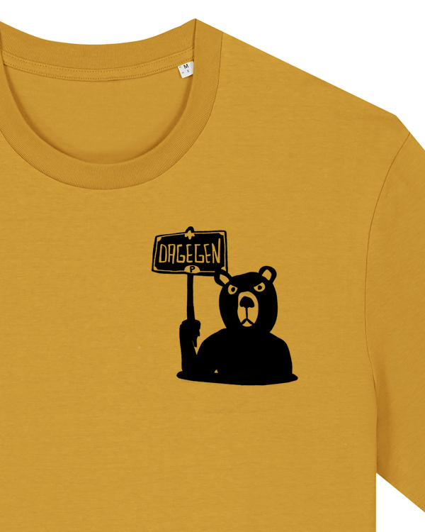 Preview: päfjes - Der Bär ist DAGEGEN! Du auch?  - Fair Wear Männer Unisex Bio T-Shirt Siebdruck