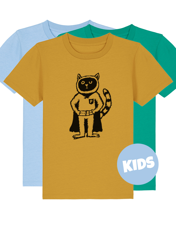 päfjes - Karlo Power Kater / Katze - Fair Wear Kinder Bio T-Shirt