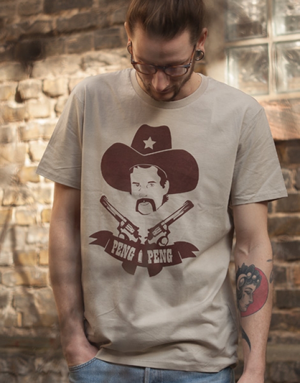 Preview: päfjes - Cowboy Peng Peng - Fair Wear Männer T-Shirt - Sand