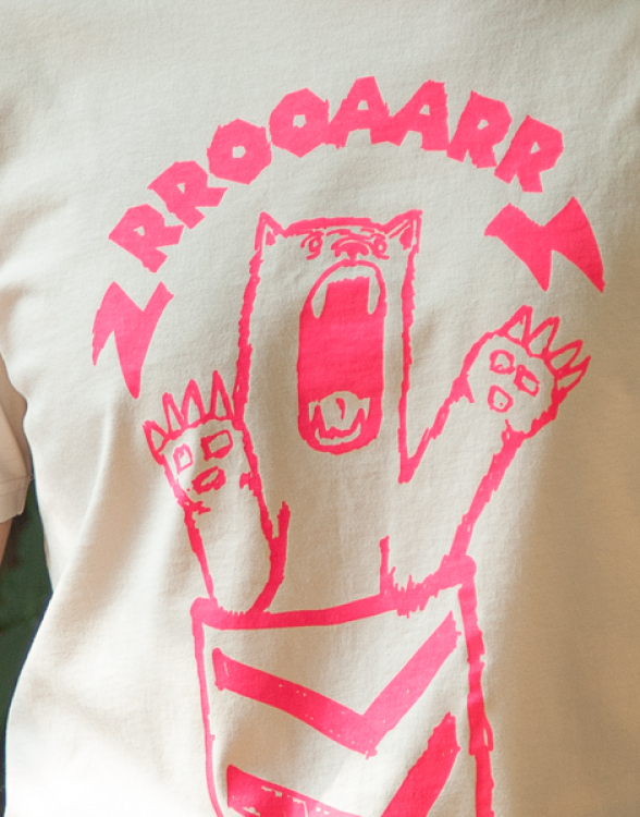 Bärta Brüllbärin - Fair Wear Männer Bio T-Shirt - Natur /Neon Pink