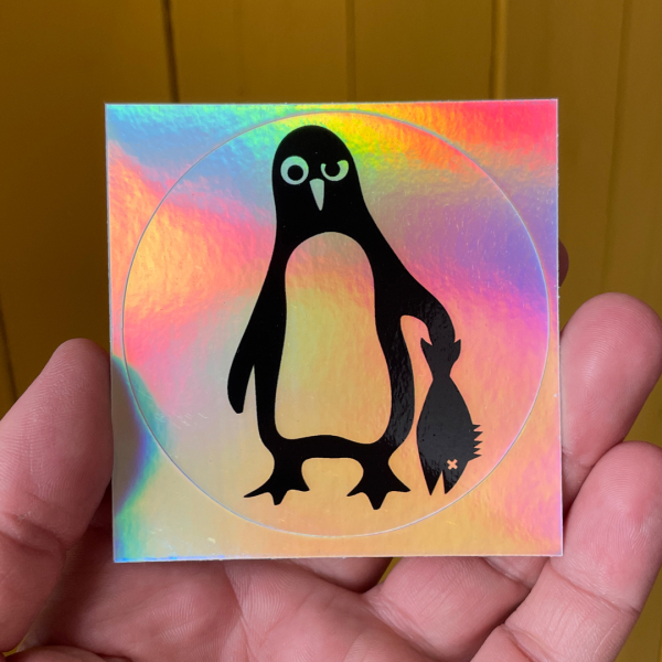 päfjes - Pinguin Paul auf coolem Irisierend / Hologramm Sticker