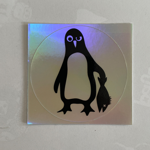 Preview: päfjes - Pinguin Paul auf coolem Irisierend / Hologramm Sticker