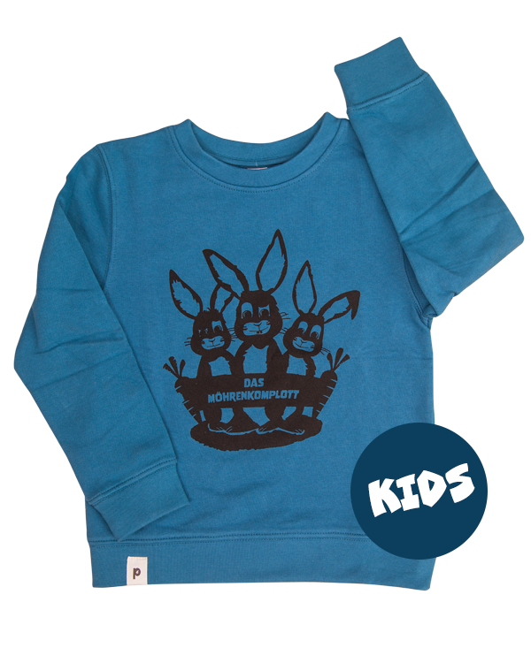 päfjes - Das Hasen Möhrenkomplott  - Kinder Bio Sweater - Organic Cotton - Blau