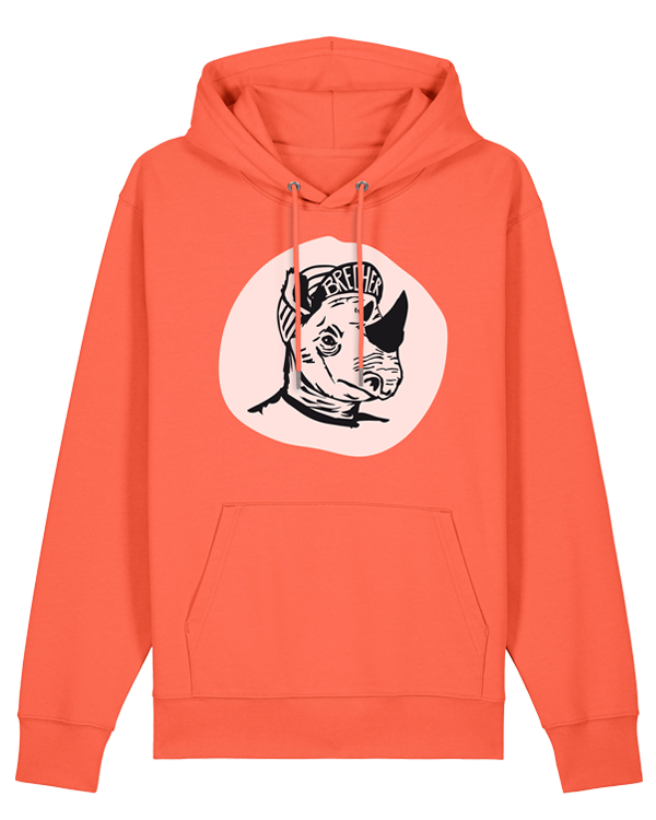 päfjes - Nashorn der Brecher Gravel / Rennrad - Unisex Fair Wear Bio Hoodie - Fiesta