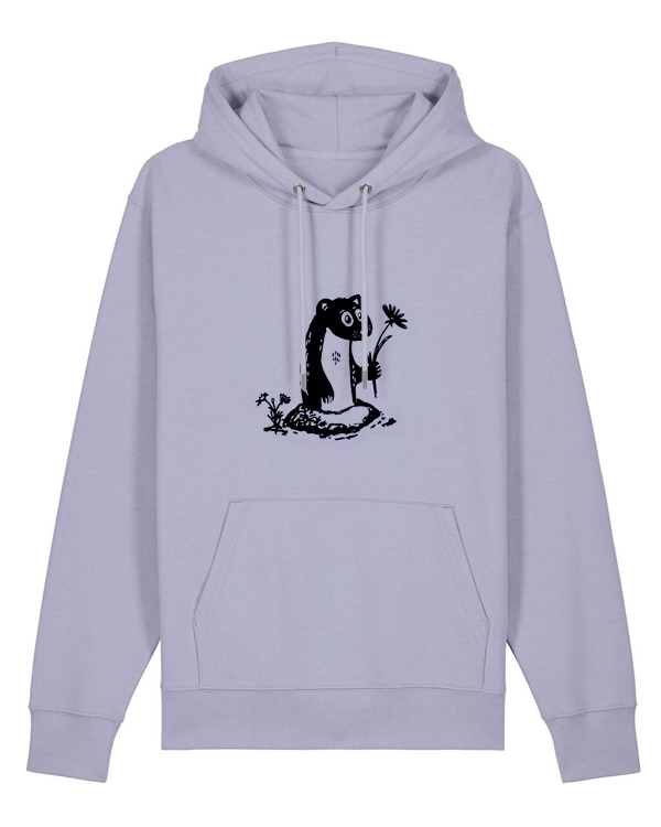 päfjes - Erdmännchen mit Blume - Unisex Fair Wear Hoodie - Lavendel