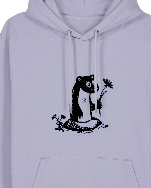 päfjes - Erdmännchen mit Blume - Unisex Fair Wear Hoodie - Lavendel