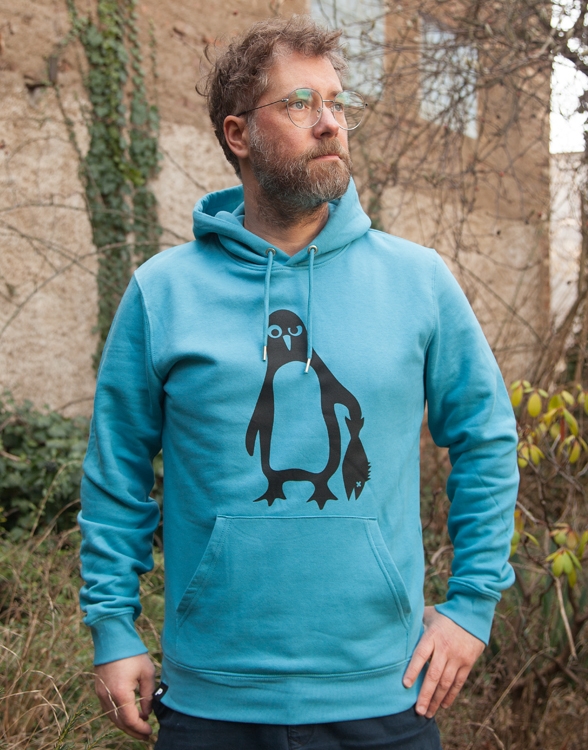 päfjes - Pinguin Paul - Unisex Fair Wear Bio Hoodie - Light Azur