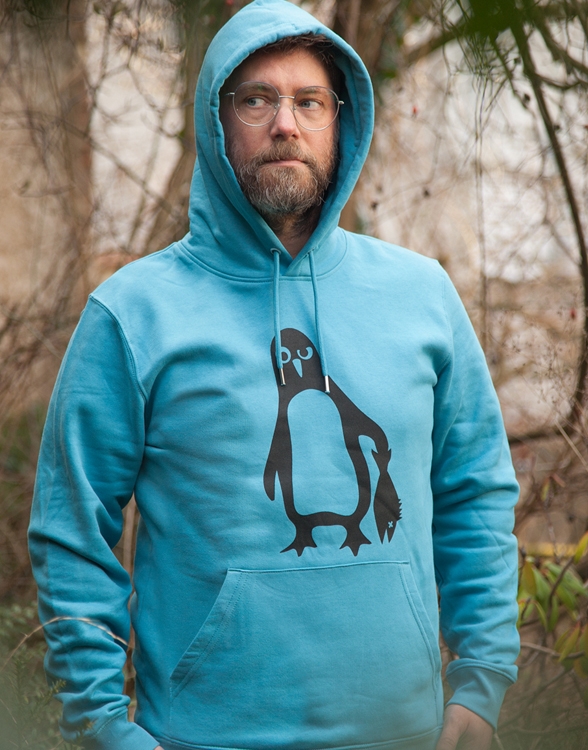 päfjes - Pinguin Paul - Unisex Fair Wear Bio Hoodie - Light Azur