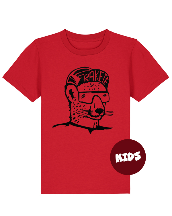 päfjes - Gepard die Rakete / Radfahren Gravel - Fair Wear Kinder T-Shirt Bio - Rot