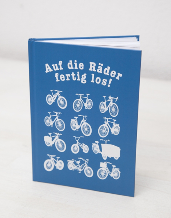 Auf die Räder fertig los! - Notizbuch A5 Hardcover 96 Seiten - Blau
