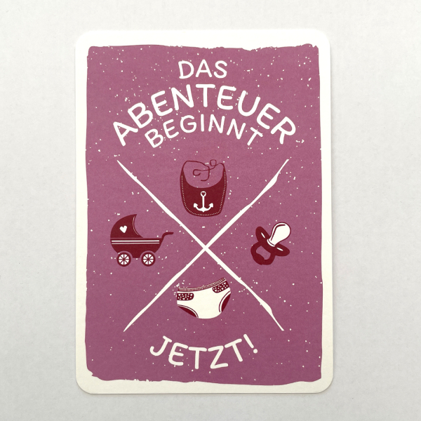 Geburt - Das Abenteuer beginnt Mädchen - A6 Postkarte - Rosa