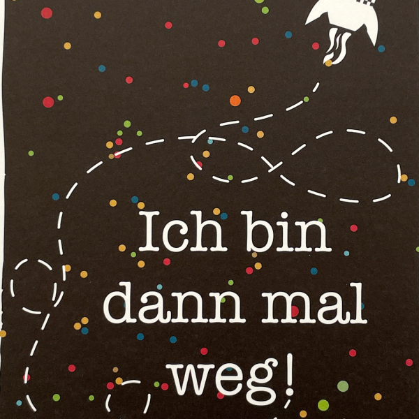 päfjes - Rakete / Weltall / ich bin dann mal Weg - Postkarte - Black