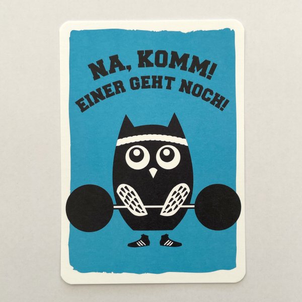 päfjes - Sport Eule / Komm, einer geht noch - A6 Postkarte