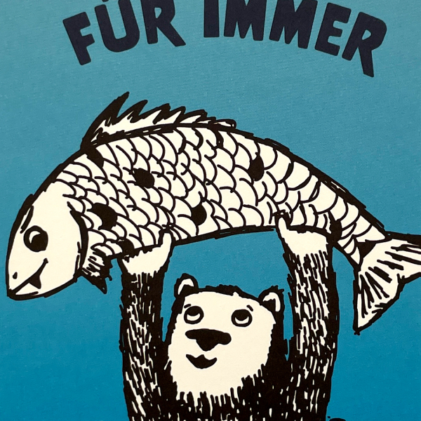päfjes - Freude Björn Bär und Fido Fisch - Postkarte A6 - Blau