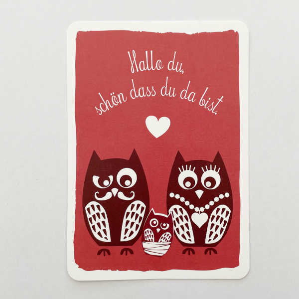 päfjes - Eulen Geburt / Schön das du da bist! - A6 Postkarte