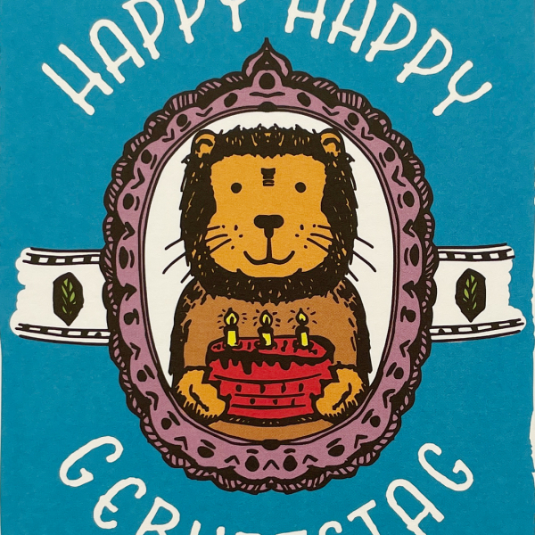 päfjes - Löwen Glückwünsche /Happy Geburtstag - A6 Postkarte