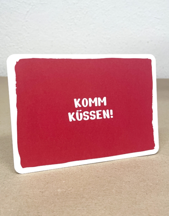 Komm Küssen - Postkarte - Rot