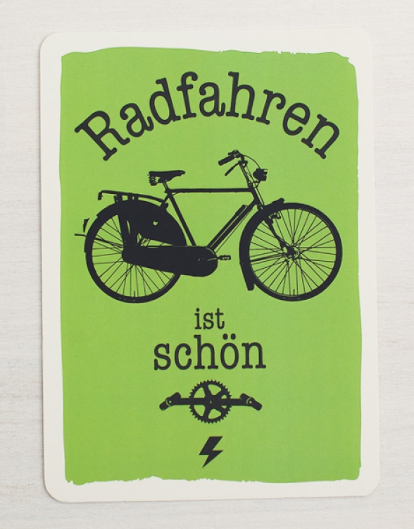 Radfahren ist schön - Postkarte - Grün
