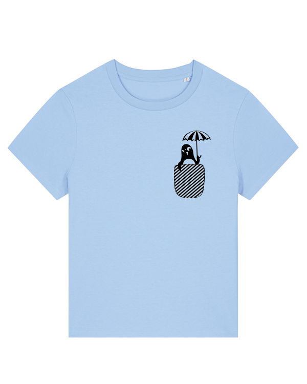 päfjes - Pinguin Paul mit Schirm - Fair Wear Bio Frauen T-Shirt - Blau