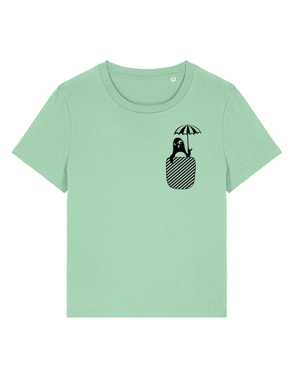 päfjes - Pinguin Paul mit Schirm - Fair Wear Bio Frauen T-Shirt - Jade