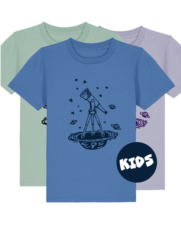 päfjes - Sterne & Teleskop - Fair Wear Kinder Bio T-Shirt - BrightBlue