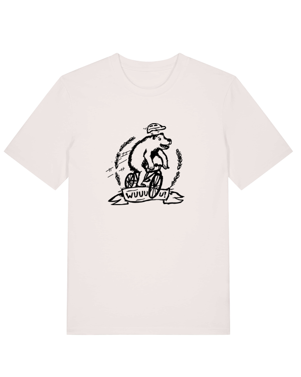 päfjes - Wuuuu der Bär fährt Rad / Fahrrad  - Fair Wear Männer Unisex Bio T-Shirt Siebdruck