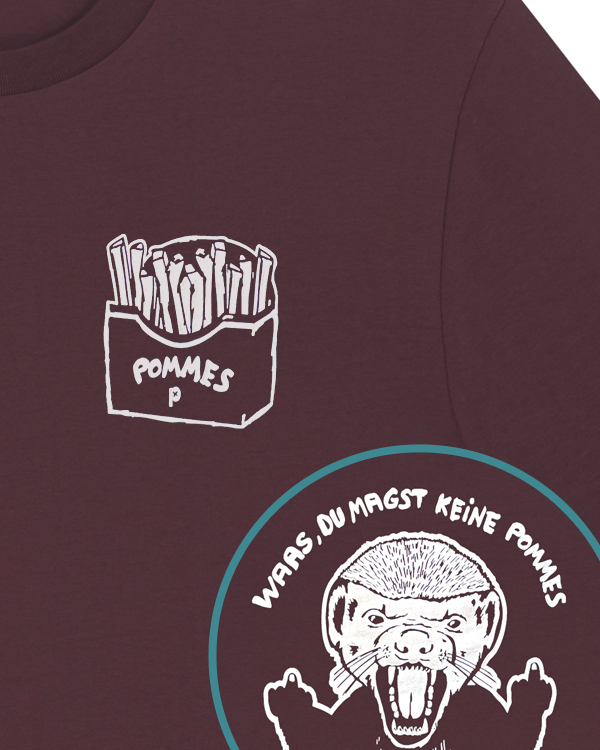 päfjes - Pommes / Honigdachs mag Pommes Frittes  - Fair Wear Unisex Männer Bio T-Shirt