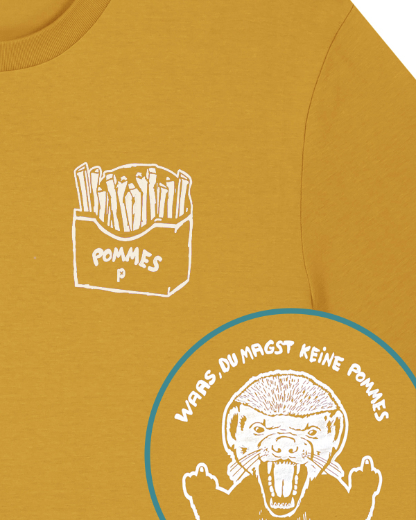 päfjes - Pommes / Honigdachs mag Pommes Frittes  - Fair Wear Unisex Männer Bio T-Shirt