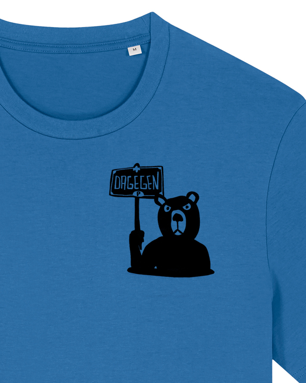 päfjes - Der Bär ist DAGEGEN! Du auch?  - Fair Wear Männer Unisex Bio T-Shirt Siebdruck
