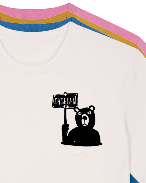 päfjes - Der Bär ist DAGEGEN! Du auch?  - Fair Wear Männer Unisex Bio T-Shirt Siebdruck