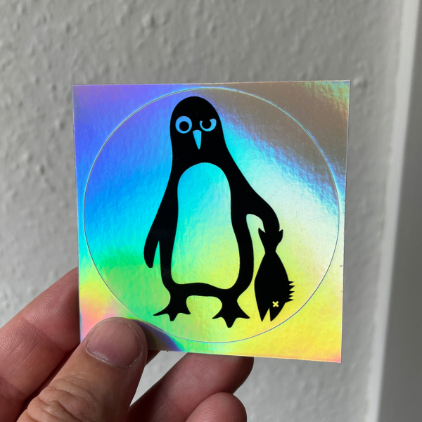 päfjes - Pinguin Paul auf coolem Irisierend / Hologramm Sticker
