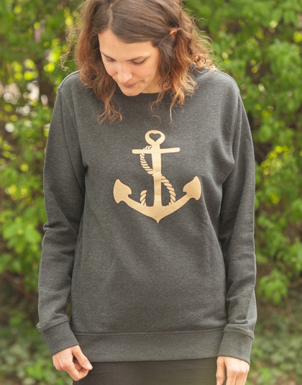 päfjes - Anker Herz Unisex Fair Wear Sweater - Grau/Gold