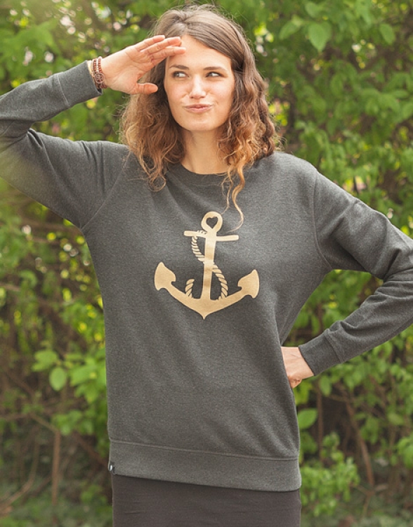 päfjes - Anker Herz Unisex Fair Wear Sweater - Grau/Gold