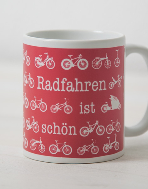 Radfahren ist schön - Tasse - Rot