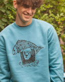 päfjes - Bär Björn & Fisch Fido - Fair Wear Unisex Sweater - Blau